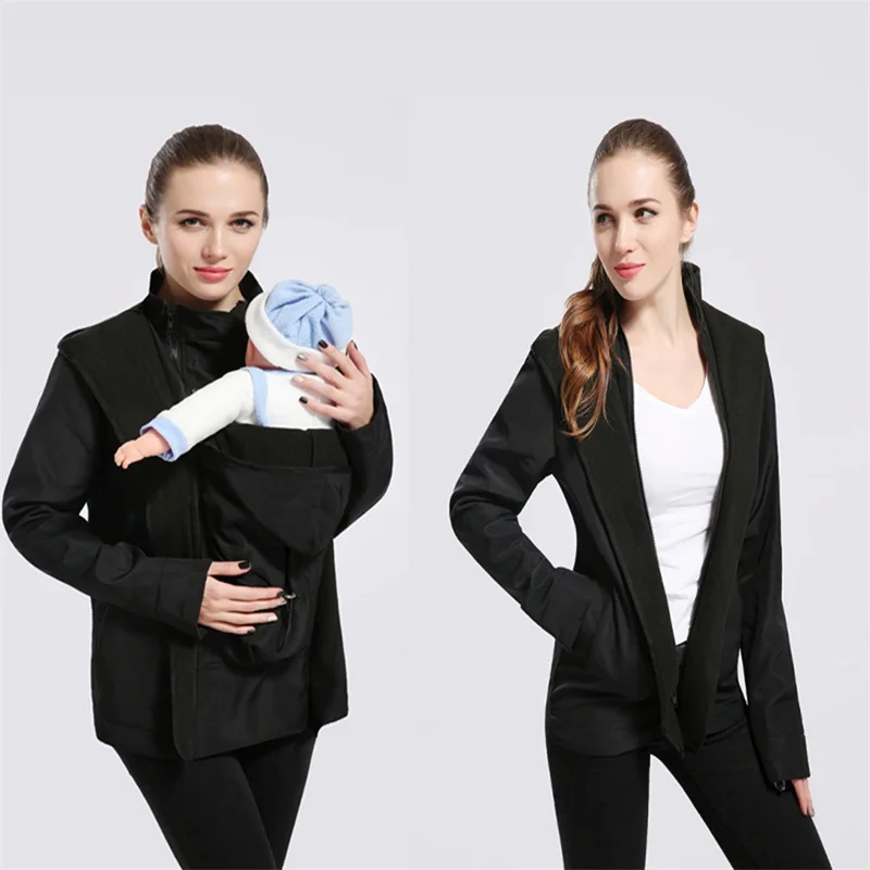 Pregnancy Windproof Blouses Shirts Daddy Chen Baby Carrier Jacket Kangaroo Warm Maternity Pregnant Zipper Casual Clothes