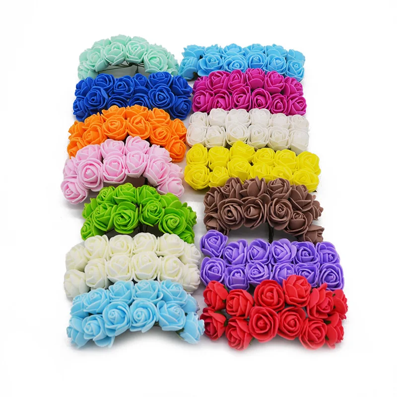 

72/144pcs 2cm Decorative Teddy Bear Rose PE Foam Artificial Flower Bouquet For Home Wedding Decoration DIY Wreath Fake Flower