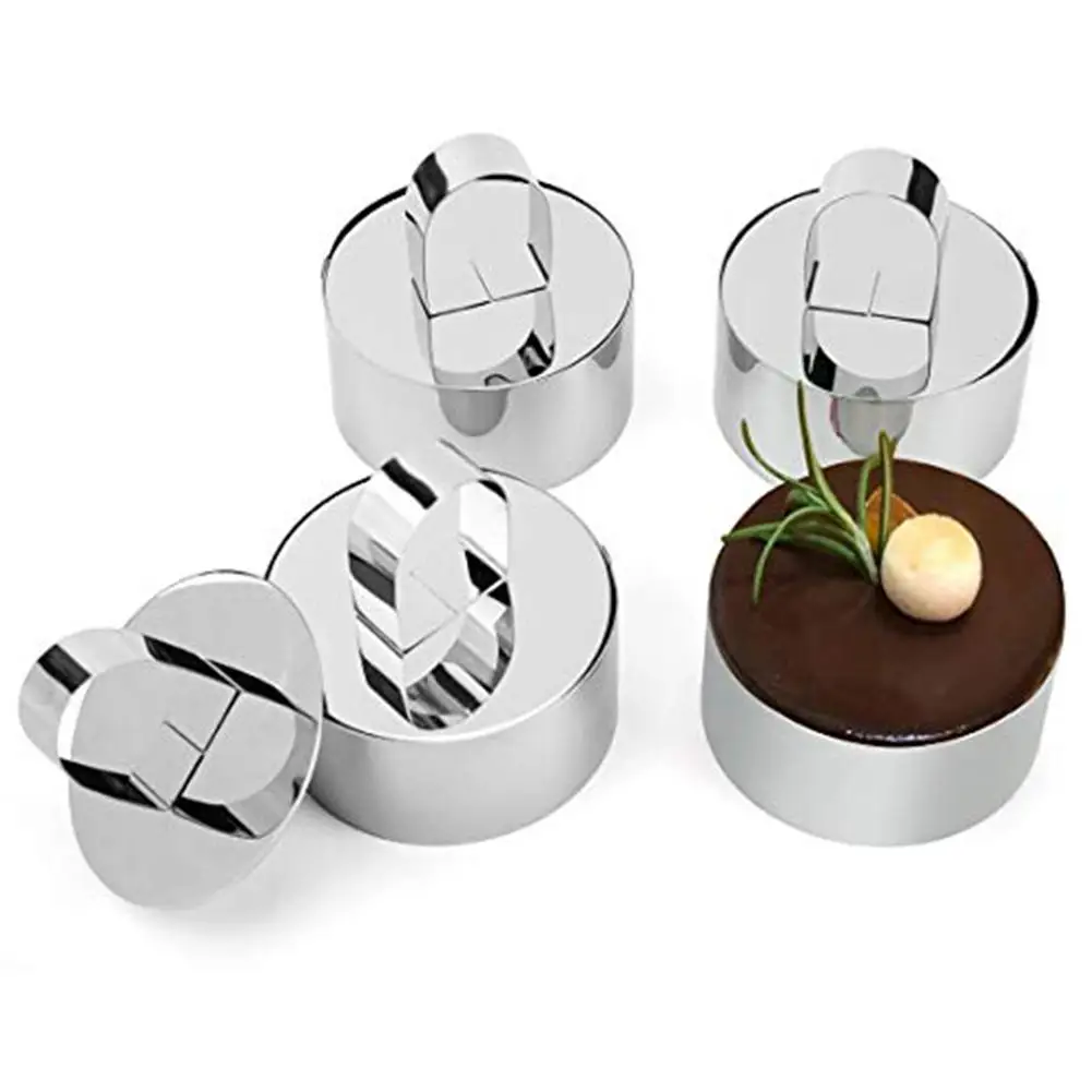 

4Pcs/Set Small Food Pastry Mousse Cake Pancake Chocolate Dessert Mold Round Form Rings Biscuit Fondant Die Cake Baking DIY Tools