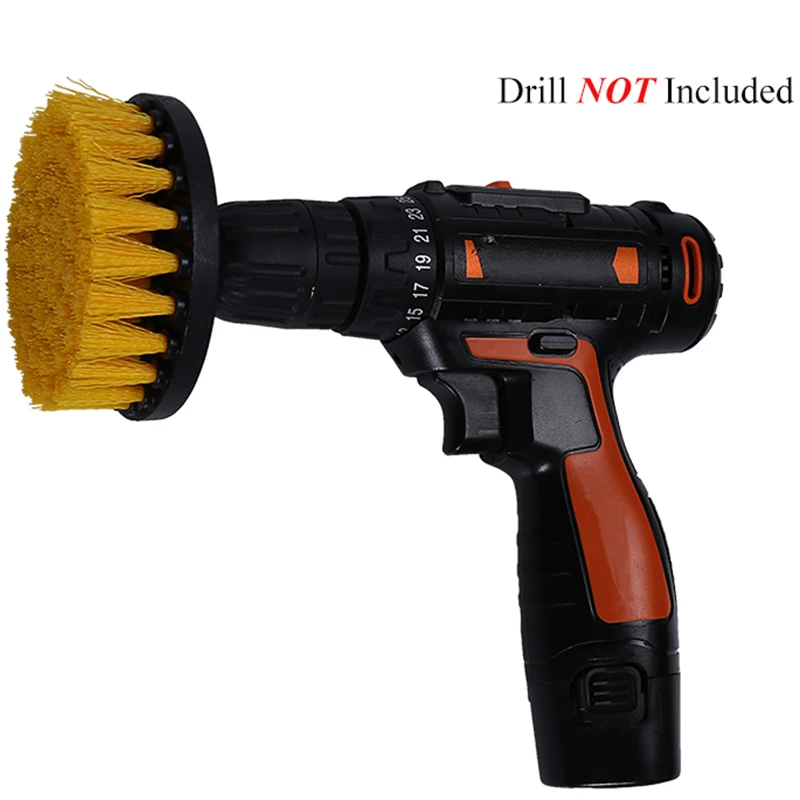 

2 3.5 4inch Drill Power Scrub Clean Brush For Leather Plastic Wooden Furniture Car Interiors Cleaning Power Scrub Yellow