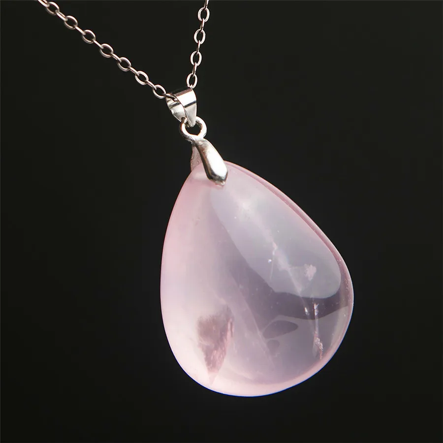 

Genuine Natural Star Light Pink Rose Quartz Pendant Water Drop Bead Suspension Crystal Necklaces Pendants 32*26*16mm