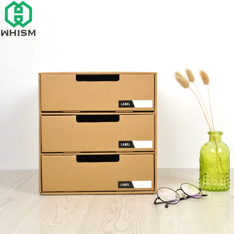 

WHISM Kraft Paper Storage Box Office Stationery Container Desktop Drawer Makeup Organizer File Document Holder Storage Boxes Bin