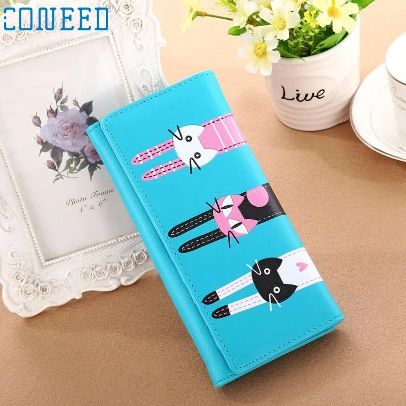 

Charming Nice CONEED Women Cat Pattern Coin Purse Long Wallet Card Holders Handbag Best Gift Drop Shipping Y25