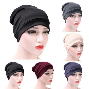 

Autumn HOT Sell Hat Women Fashion India Muslim Ruffle Cancer Chemo Beanie Scarf Turban Head Wrap Casual Solid Cap шляпа Freeship