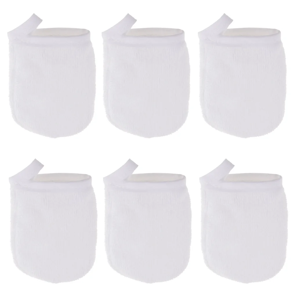 6 Pieces Professional Microfiber Face Cleansing Gloves Reusable Facial Cloth Pads Makeup Remover Glove Mitts Tool Unisex