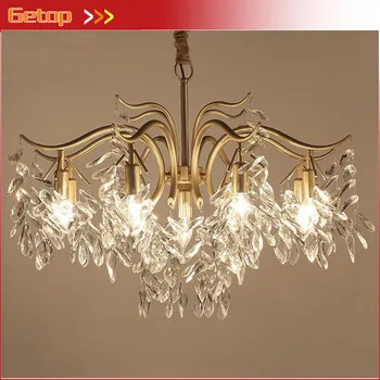 

American Luxury Crystal Chandeliers Pastoral Crystal Lights Living Room Bedroom Chandeliers Post Modern Restaurant Crystal Lamp