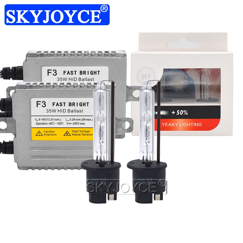 SKYJOYCE 35W Yeaky HID Bulb Kit Xenon H1 H7 H11 HB3 D2H Yeaky Xenon Kit 4500K 5500K 6500K 35W Fast Bright DLT F3 HID Ballast Kit (2)
