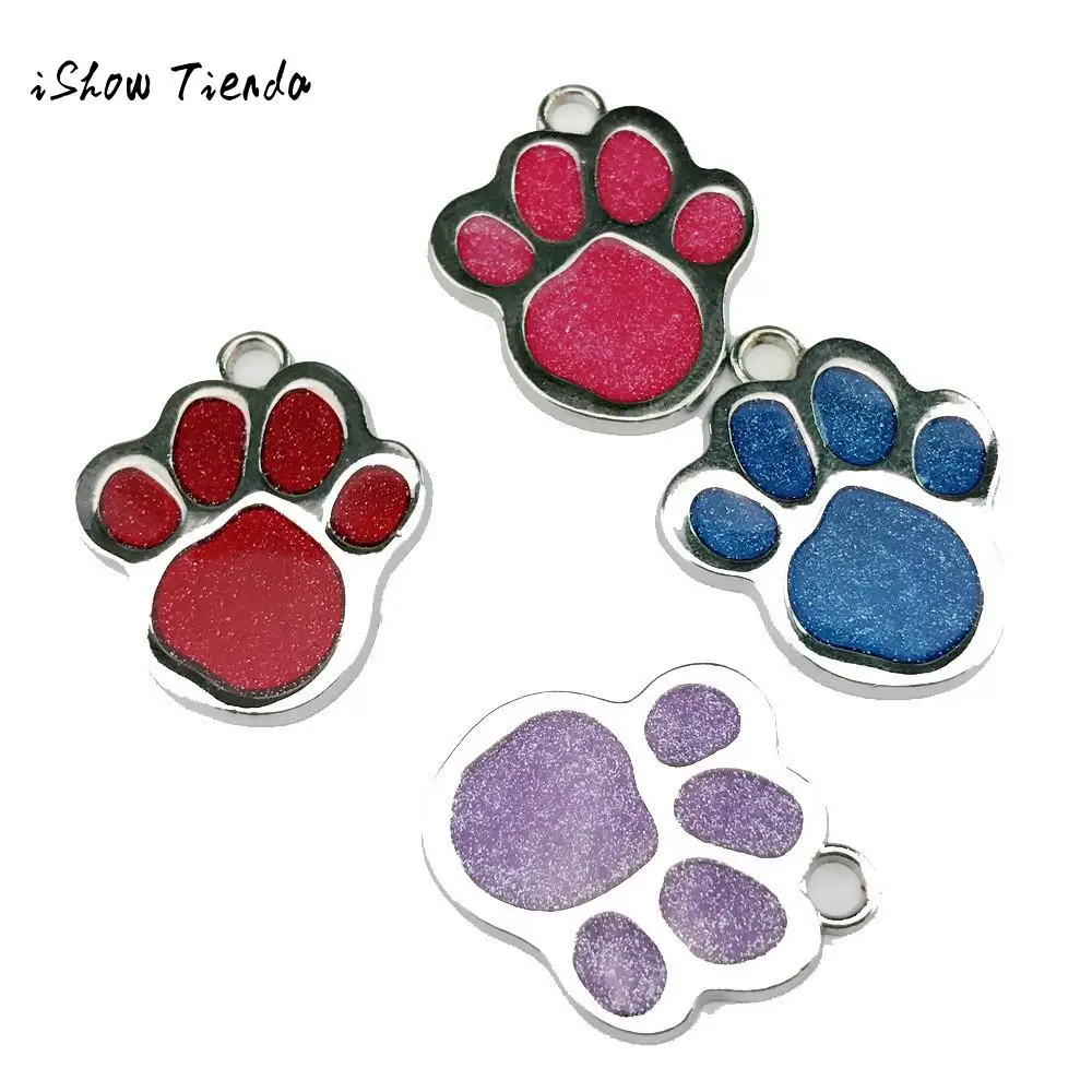 

Personalised Engraved Glitter Paw Print Tag Dog Cat Pet ID Tags Reflective Paw Shape Gift For Puppy Dogs Cats Pet Supplies