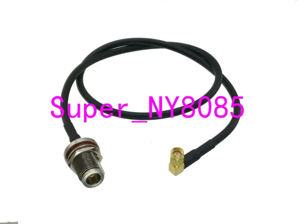 

RG58 N Female Jack Bulkhead to SMA Male Plug Right angle RF Jumper pigtail Cable 10FT~20M