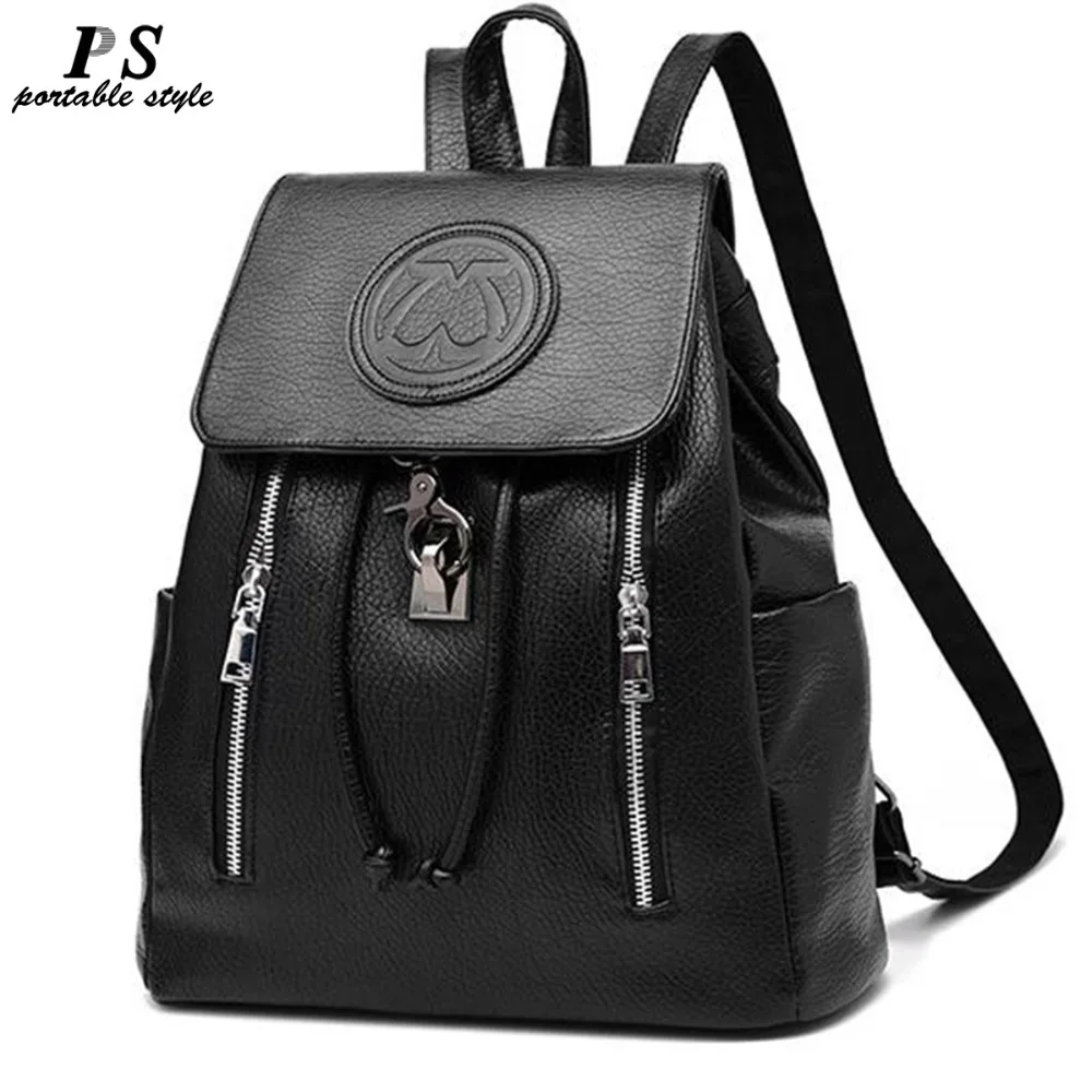 

2019 Classic Fashion Leather Backpack Women Bags Preppy Style Backpack Girls School Bags Zipper Shoulder Women's Back Pack