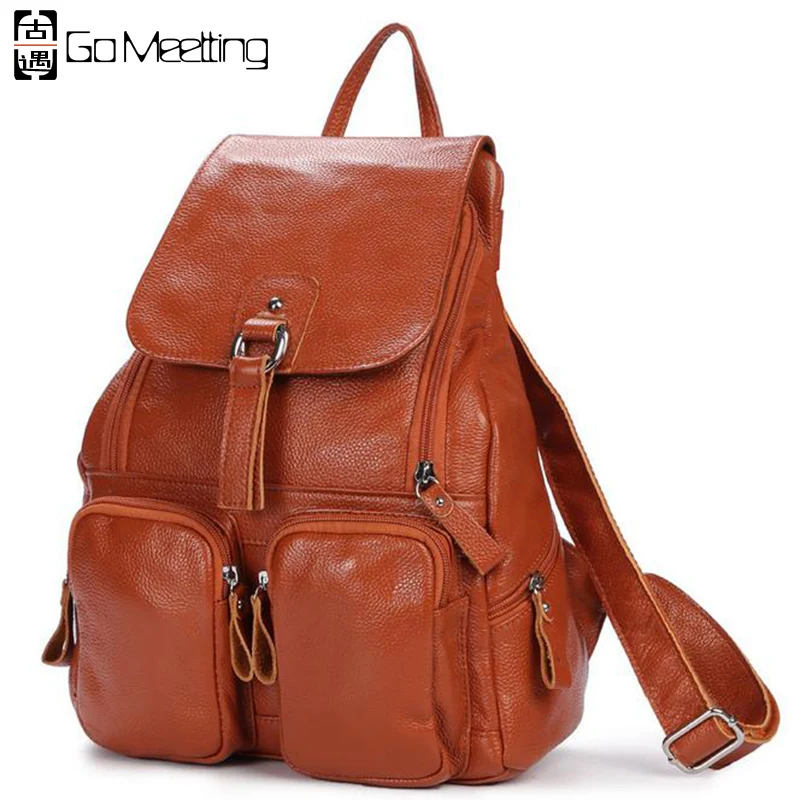 Go Meetting Genuine Leather font b Women s b font font b Backpack b font Cowhide