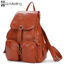 Ir Meetting Zurriago Morral de Las Mujeres de Cuero Genuino Más de Bolsillo Mujeres Mochilas de Viaje Bolsa de La Escuela de Alta Calidad WB25