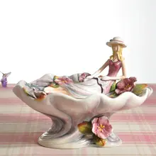ceramic girls lady dried fruit plate Candy dish Dessert Snack Salad plate home decor wedding decoration porcelain figurine gift