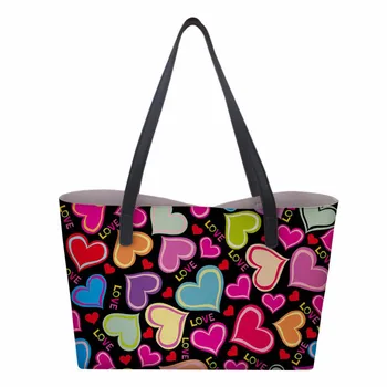 

Customized Women Shoulder Bags PU Leather Handbags High Quality Hasp Design Love Print Lady Daily Office Crossbody Bags