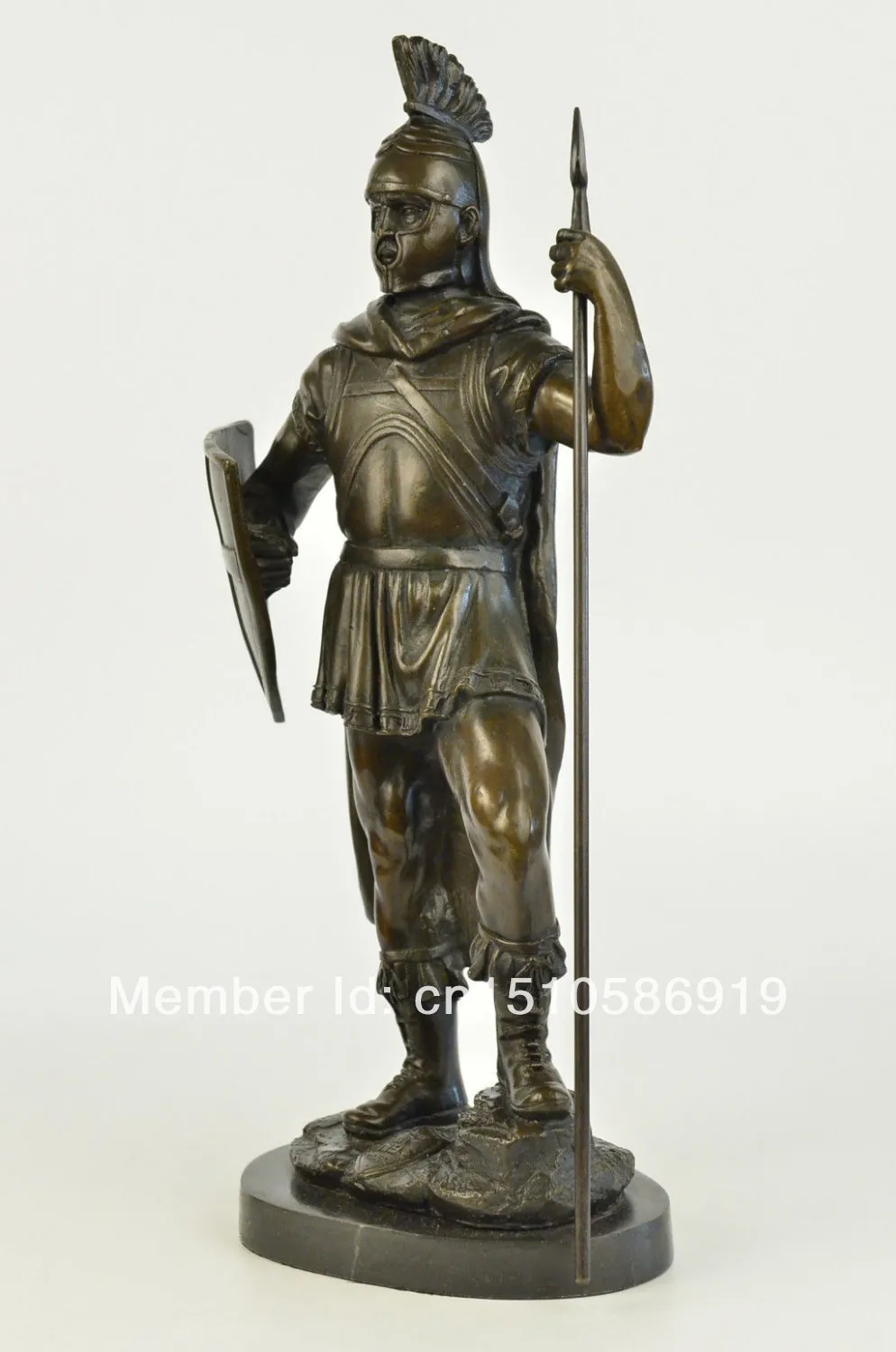 Bronze Statue on Marble Roman Soldier Spartan Warrior SculptureFast