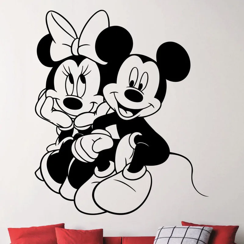 Us 698 30 Offmickey Minnie Mouse Love Vinyl Wall Decal Sticker Home Decor Living Room Removable Bedroom Art Decals Cartoon Decoration G24 In Wall