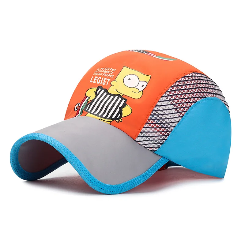 QIUBOSS/Летняя Детская быстросохнущая шапка с сеткой с мультяшным принтом, бейсбольные кепки с сеткой, Лоскутная Повседневная Спортивная
