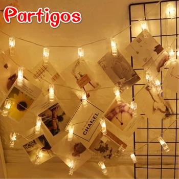 

Partigos 1M Wreath LED String Fairy 3 Battery Photo Folder Christmas New Year Birthday Party Decor Festive lights Home lighting