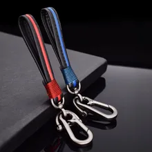 Автомобильный брелок с плетеным шнуром, кожаный ремень, поясная пряжка, металлический брелок для ключей, мужской брелок ручной работы для BMW, Audi, Benz, Honda, Toyota, Ford, Volkswagen
