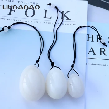 

White Jade Yoni Eggs Stone with beads Natural Eggs Ben Wa Ball For Women Pelvic Floor Exerciser Body Kegel Muscle Body Massager