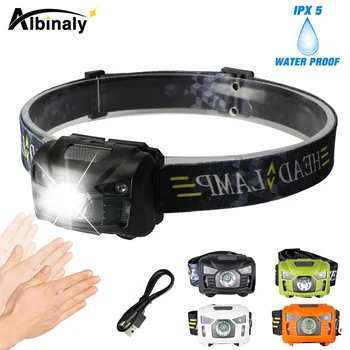 

Albinaly 5W LED Body Motion Sensor Headlamp Mini Headlight Rechargeable Outdoor Camping Flashlight Head Torch Lamp With USB