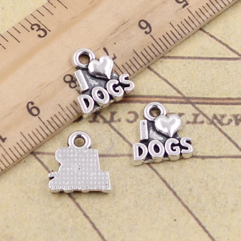 30 шт амулеты I Love Dogs 13x12 мм тибетские бронзовые серебряные цветные Подвески