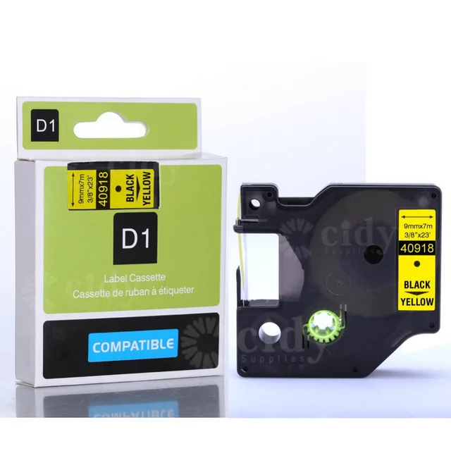 Cheap 100pcs/lot Dymo D1 Tape 40918 Black on Yellow Label Ribbon Cassette For Dymo Label Printer Cheap 100pcs/lot Dymo D1 Tape 40918 Black on Yellow Label Ribbon Cassette For Dymo Label Printer