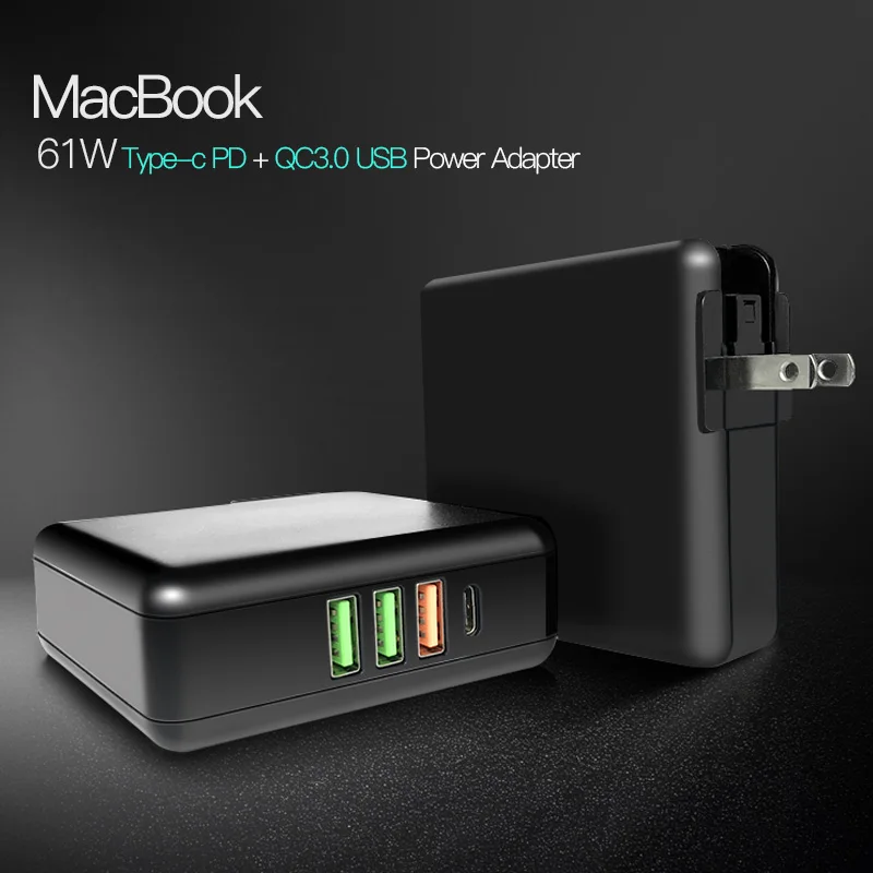 61 W PD نوع C USB شاحن سريع ل ماك بوك هواوي محمول محول الطاقة سريعة تهمة 3.0 هاتف لوحي شاحن يو اس بي لنا الاتحاد الأوروبي المملكة المتحدة 3 التوصيل