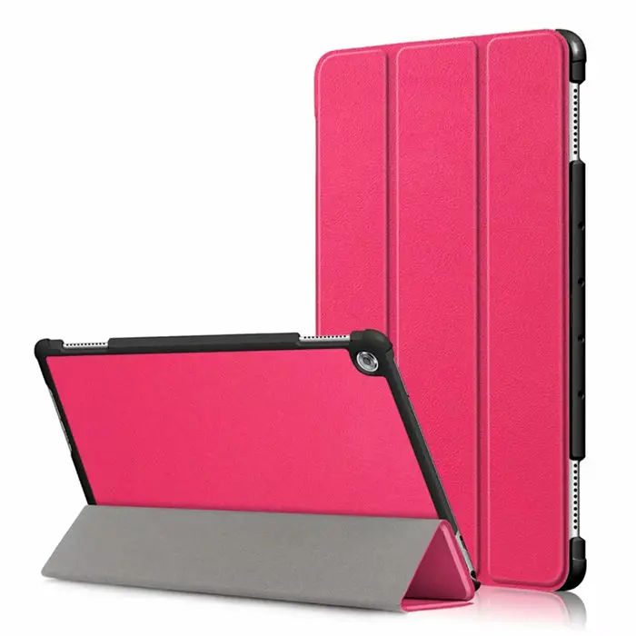 T5 10 из искусственной кожи чехол тонкий 10,1 ''ударопрочная Защитная Подставка для huawei MediaPad T5 10 Smart Wake Up Tablet PC чехол Funda - Цвет: Rosy