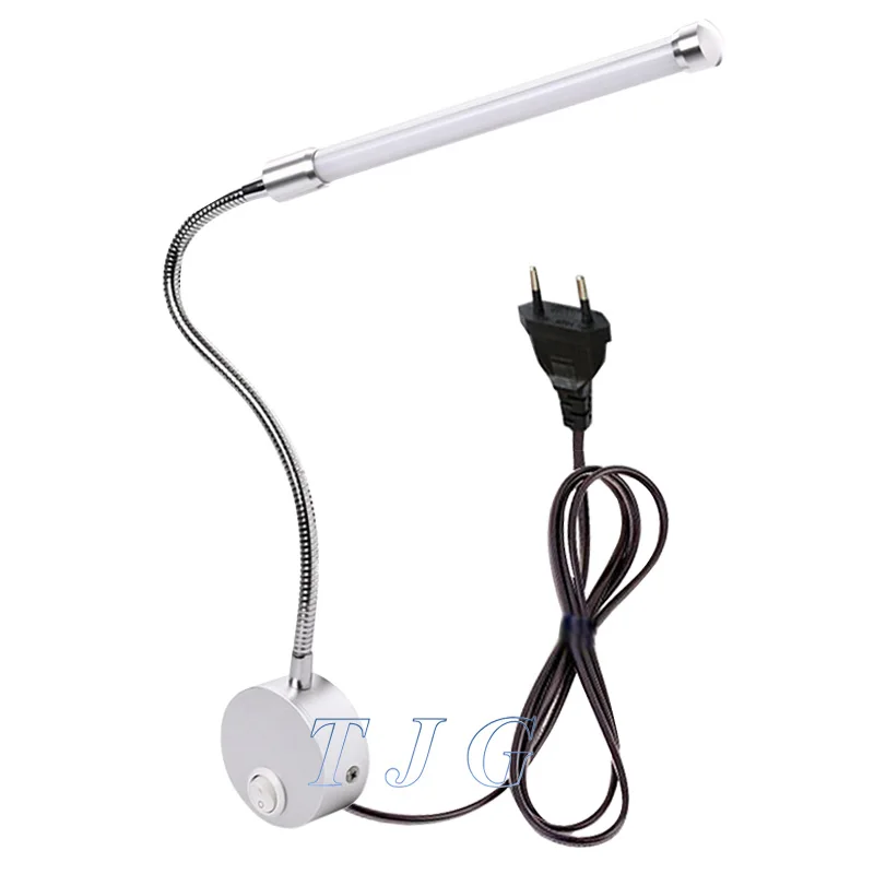 Серебристо-черный светодиодный настенный светильник с вилкой 5 Вт, гибкий зеркальный светильник для ванной, прикроватный светильник для чтения и учебы, светодиодный светильник - Цвет абажура: with EU plug 1
