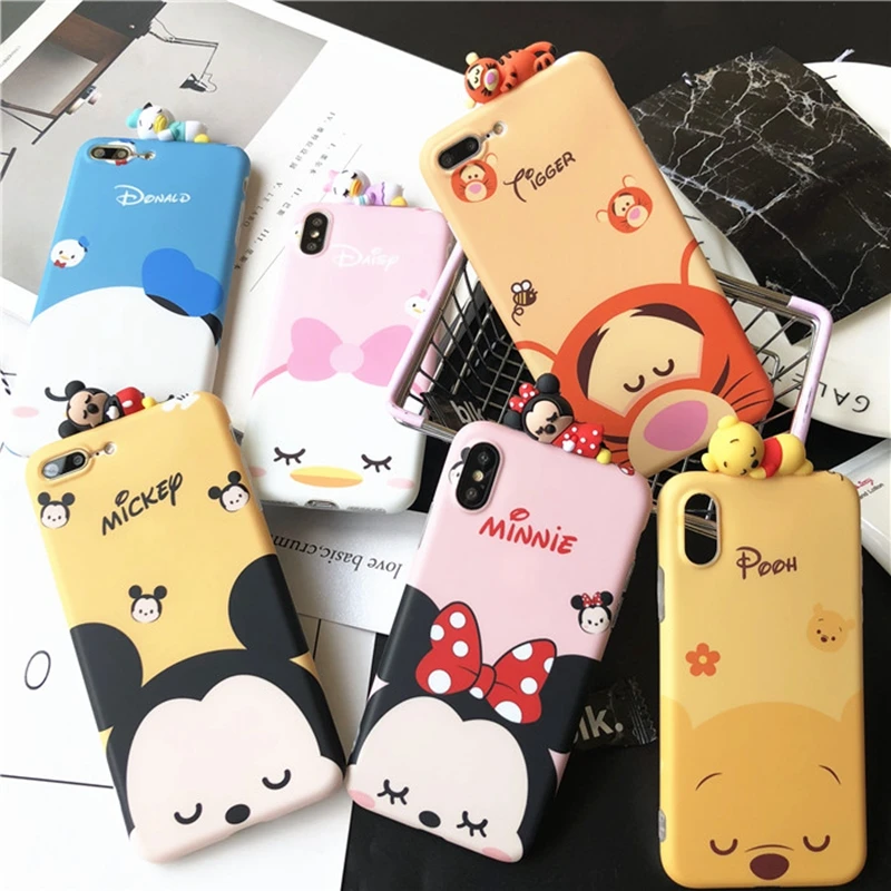 

Cartoon 3D Mickey Minnie Mouse Phone Cases For iPhone X 8Plus Frosted all-inclusive soft shell For iPhone 6s 6 7 Plus Back Cover