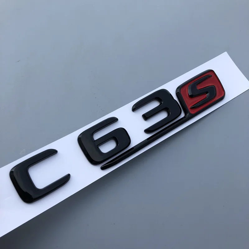 Длинные буквы R S Эмблема для Mercedes Benz AMG GTR C63S E63S GLC63S GLE63S Эмблема для стайлинга автомобилей Наклейка на багажник черный красный серебристый - Цвет: black red C63S