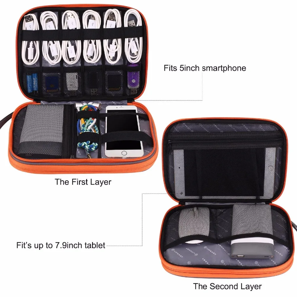 Органайзер для электроники, электронные аксессуары, органайзер для путешествий переносная сумка, подходит для Ipad Mini, Kindle, телефон