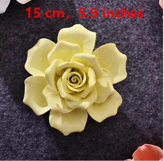 Керамическая модель цветка, роза, пион, Камелия, диаметр 18 см, диаметр 15 см, диаметр 12 см, креативные настенные декоративные поделки - Цвет: 15 cm rose