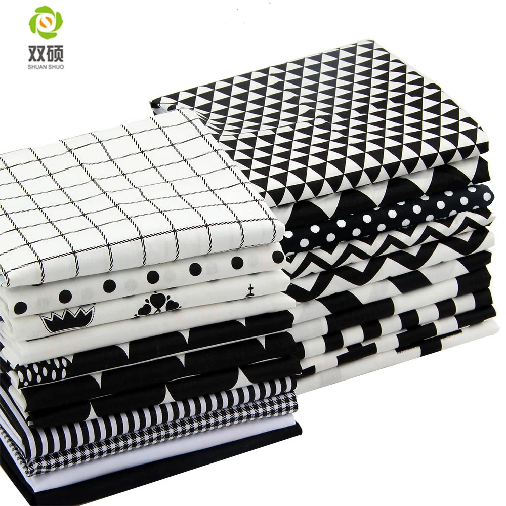 ShuansNew, черный цвет, хлопковая ткань, Лоскутная Ткань, пряди, ткань для шитья, кукольная ткань, для шитья, для рукоделия, 21 шт./лот, 40*50 м