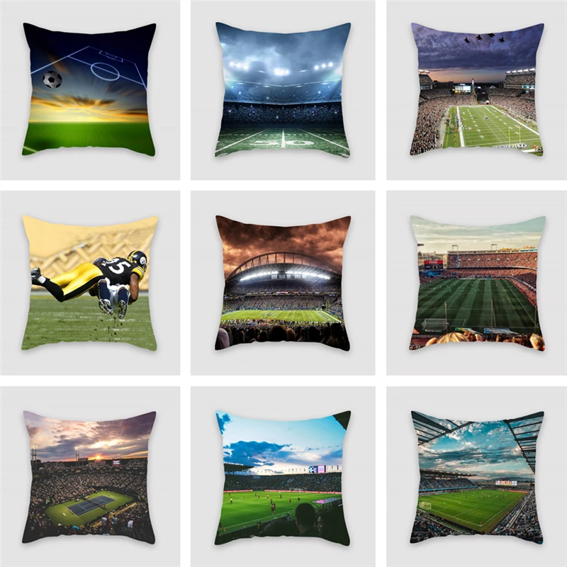 

Fuwatacchi Stadium Green Field Throw Pillows Football World Cup Cushion Cover Decorative Pillows For Home Decorative Pillowcases