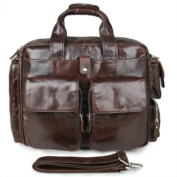 

Most Popular Business Genuine Leather Men's Handbag Briefcase Cowhide Men Messenger Bag Coffee 14'' 15.6'' Laptop Bag M7219