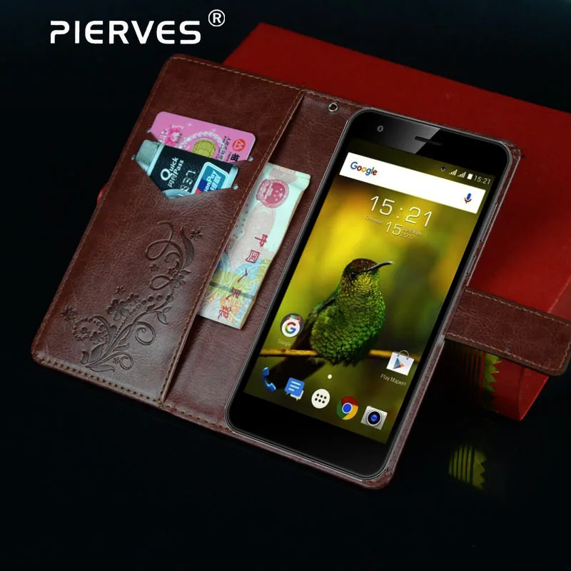 

Pierves Luxury Flip PU Leather Wallet Cover Phone Case For FLY Power Plus XXL FS530