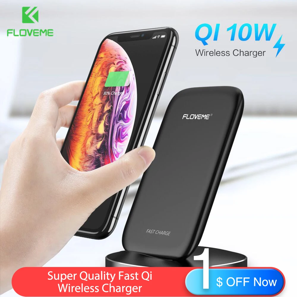 

FLOVEME New 10W Wireless Charger For iPhone XS X XR 8 Plus Fast Qi Wireless Charger For Samsung Galaxy S10 Plus S10e S9 S8 Dock