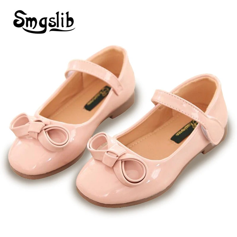 

Girls Shoes 2018 Kids Spring Summer Sweet Princess Dress Party Bowknot Teen Leather Shoes Toddler Child Dance Pink Wedding Shoes