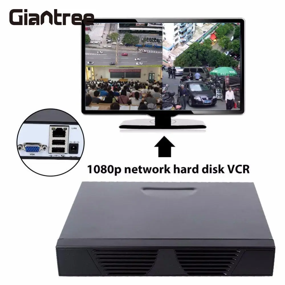

giantree 4CH 1080P Network Hard Disk DVR Camera NVR US Plug CCTV Security Video Recorders