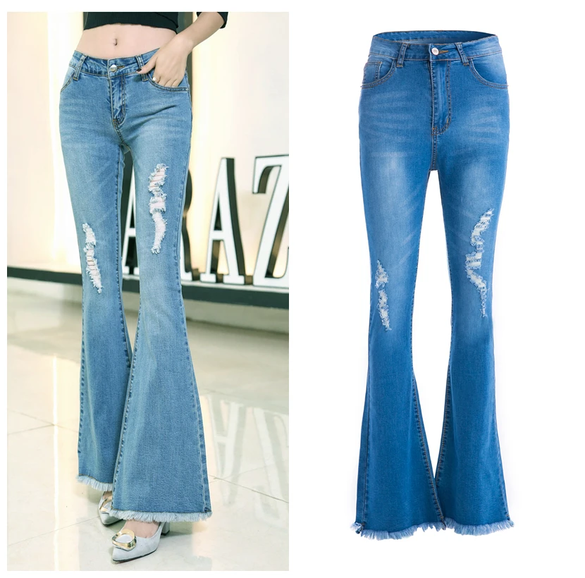 Women's High Waist Bootcut Jeans - Slim Fit Stretch Denim Bell Bottom Flare Pants image 2