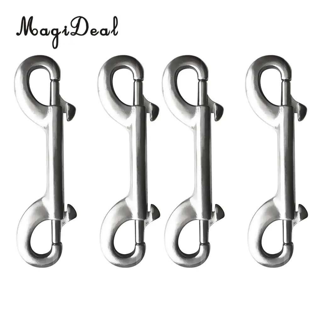 MagiDeal  Newest  4 Pieces 10cm Scuba Diving Dual End Bolt Clip 316 Stainless Steel Double Ended Snap Bolt Clip 