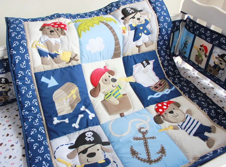 7 pieces embroidery Pirates of the Caribbean baby bedding set Quilt