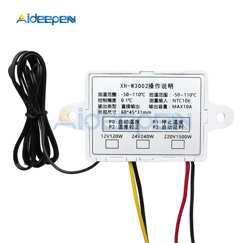 DC 12 В 24 220 W3001 W3002 светодиодный термостат с цифровым контролем температуры
