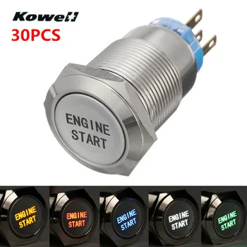 

30PCS Universal LED Light Car Keyless Engine Starter Ignition Push Start Button Switch Replacement Blue/Red/Yellow/Green/White