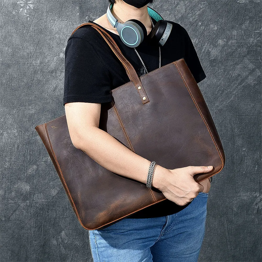 

Famous Brand Genuine Leather Handbag Bolsas Mujer Large Vintage Shoulder Bags Women Shopping Tote Purse sac a main