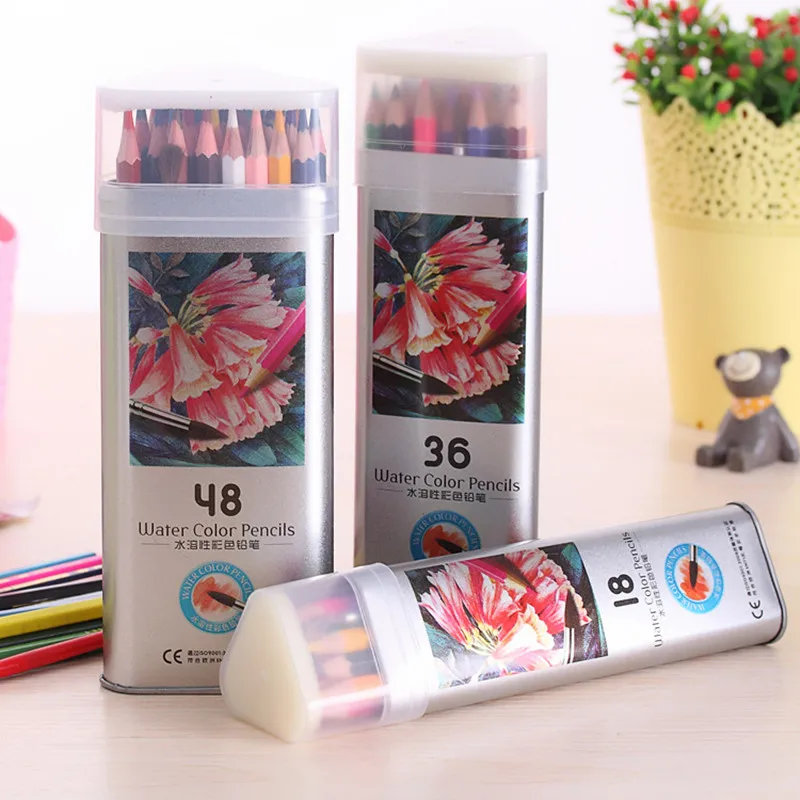 

Value Set! Safe Water Soluble Colored Pencils Stationary Tool Watercolor Box Color Pencil Set Professional Drawing Supplies