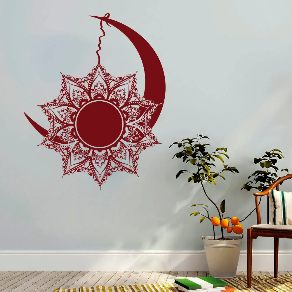 

Moon And Sun Wall Decals Mandala Sticker Symbol Nights And Day Bohemian Boho Indian Decor Vinyl poster Home Bedroom Window WW-89