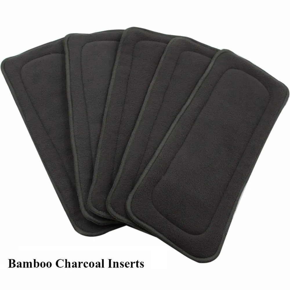 5 Layers Reusable Washable Bamboo Charcoal Inserts Boosters Liners Real Pocket Cloth Nappy Diaper Cover Wrap Microfiber Insert^ | Мать и